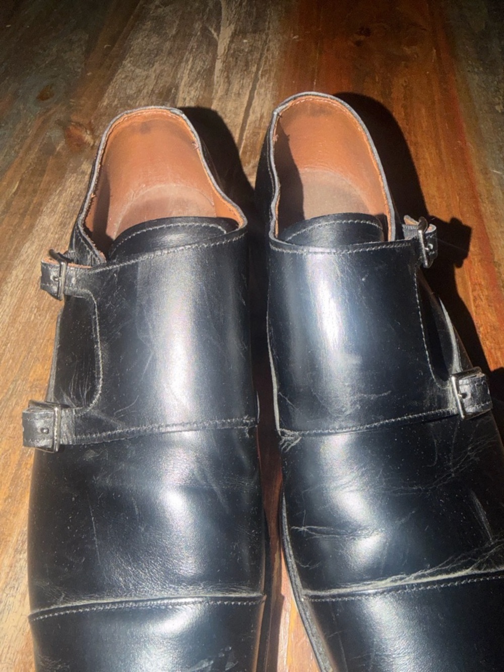 Allen Edmonds Black Double Monk Strap Leather Dress Shoes - Picture 5 of 10